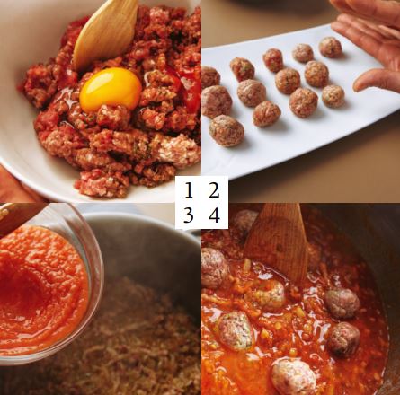 Pasta con ragú de albóndigas 1